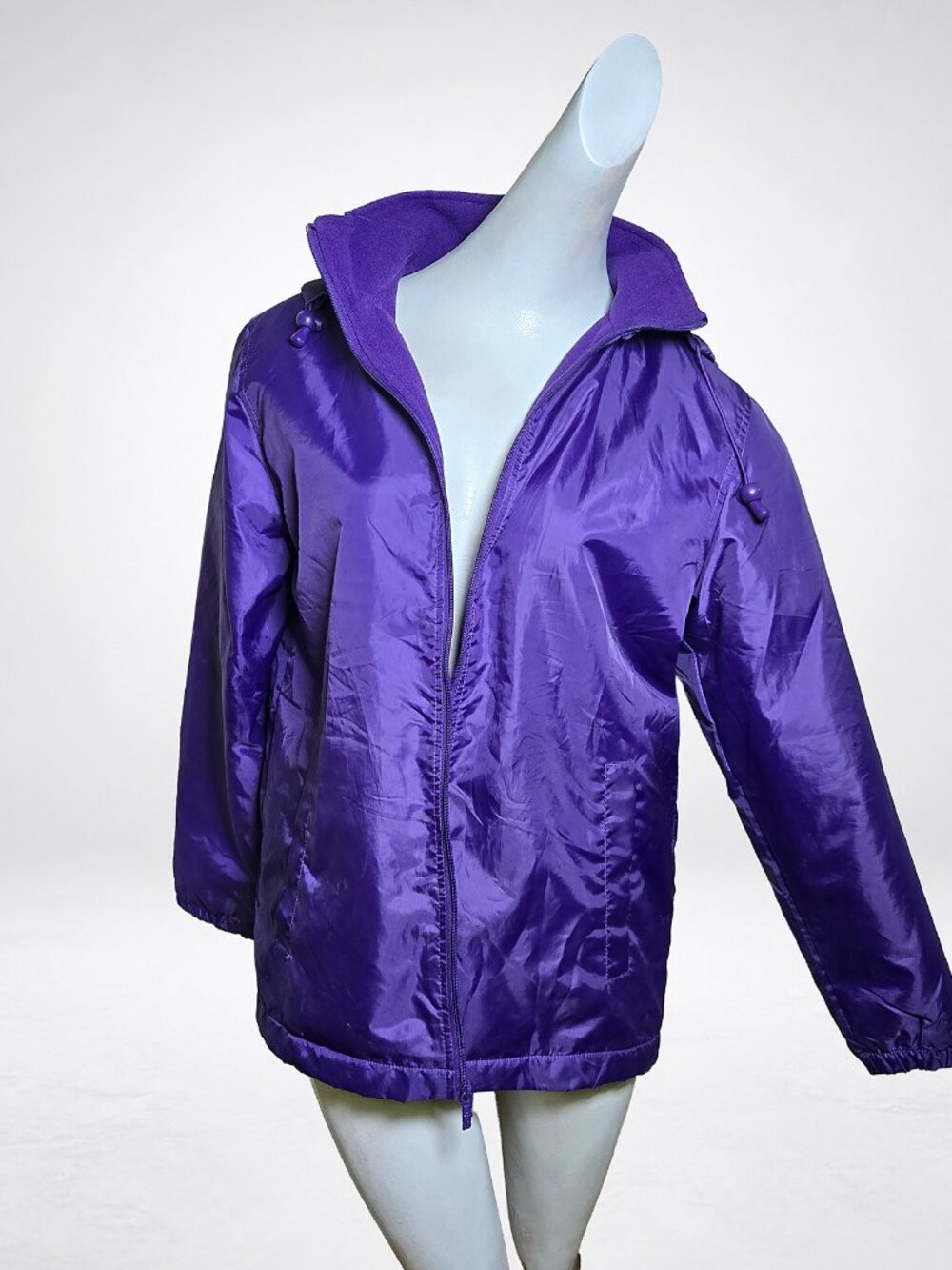 Totes‎ Purple Hooded Rain Jacket Women's M/L Fleece Lined Zip Anorak